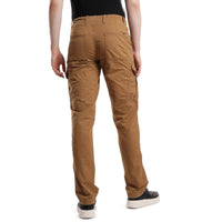 T-Base Men’s Whisky Cargo Trouser | Mid-Rise Casual Utility Pants with 6 Pockets