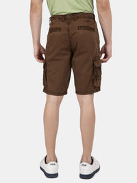 T-base Men's Casual Cargo Shorts | Mid-Rise | Regular Fit |Bark