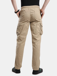 T-Base Men’s Oxward Tan Cargo Trouser | Mid-Rise Casual Utility Pants with 6 Pockets