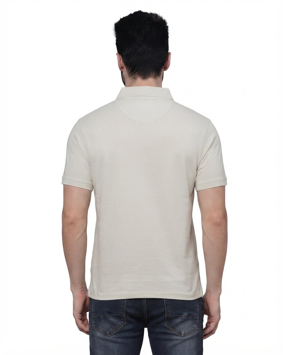 T-Base Men's Solid Polo T-Shirt |  Regular Fit | Half Sleeve | Polo Collar|IVORY