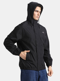 TBASE Men’s BLACK Waterproof Rain Jacket with Hood