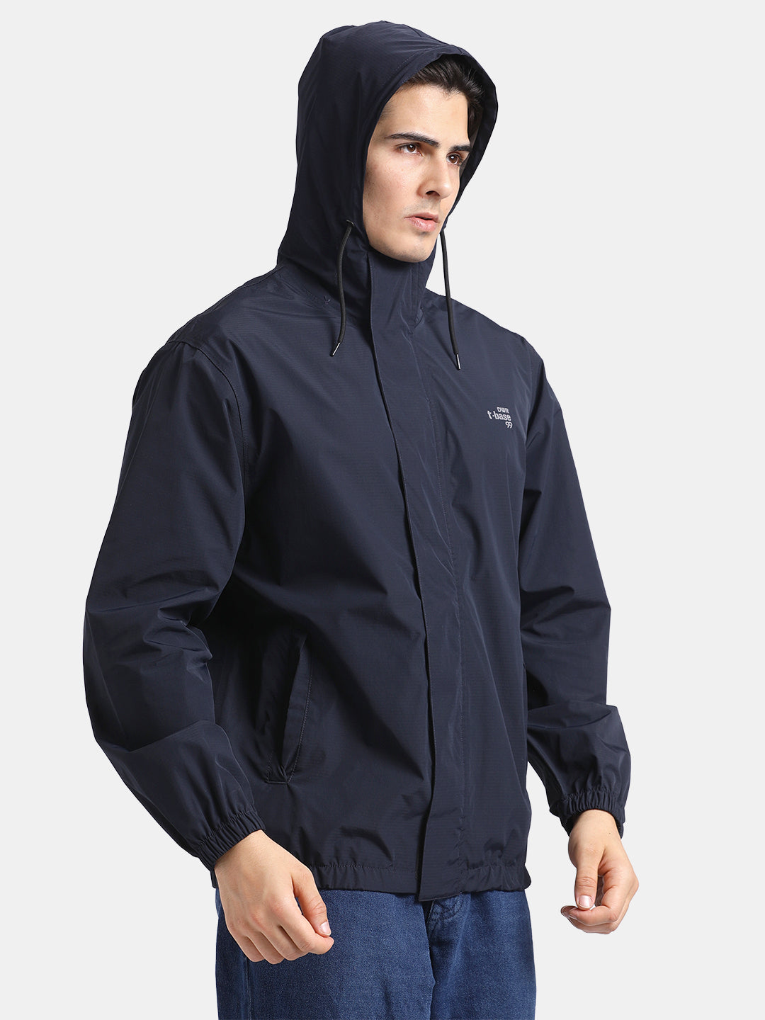TBASE Men’s NAVY Waterproof Rain Jacket with Hood