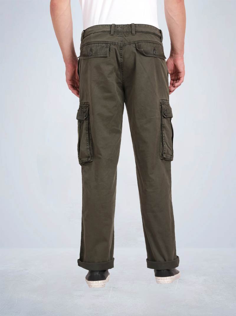 Solid Overdyed Cargo Pants