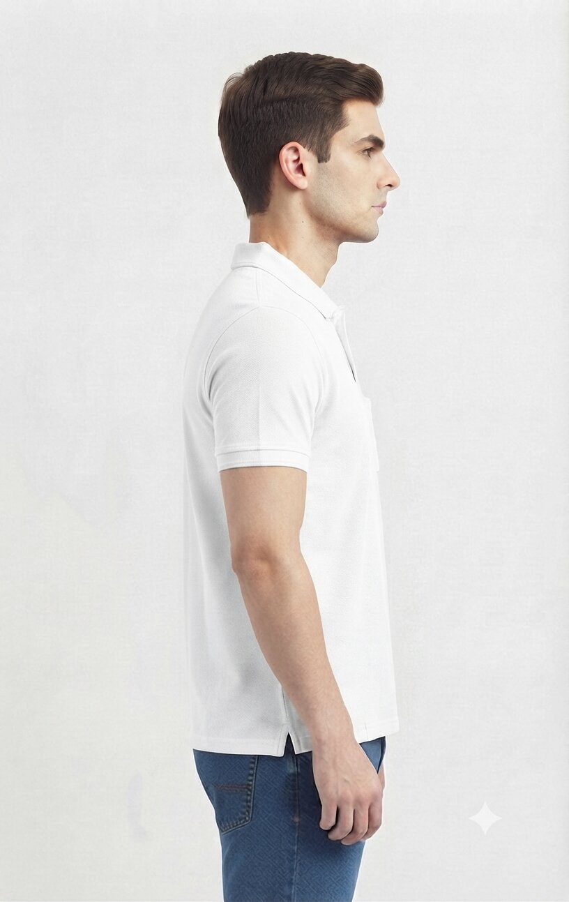 T-Base Men's Solid Polo T-Shirt |  Regular Fit | Half Sleeve | Polo Collar|BROKEN WHITE