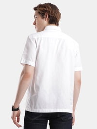 T-Base Men Regular Fit Cotton Casual Shirt | Short Sleeve|White