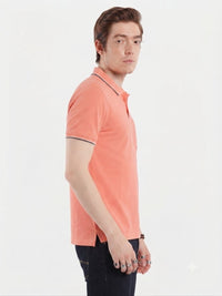 T-Base Men's Solid Polo T-Shirt |  Regular Fit | Half Sleeve | Polo Collar |CORAL