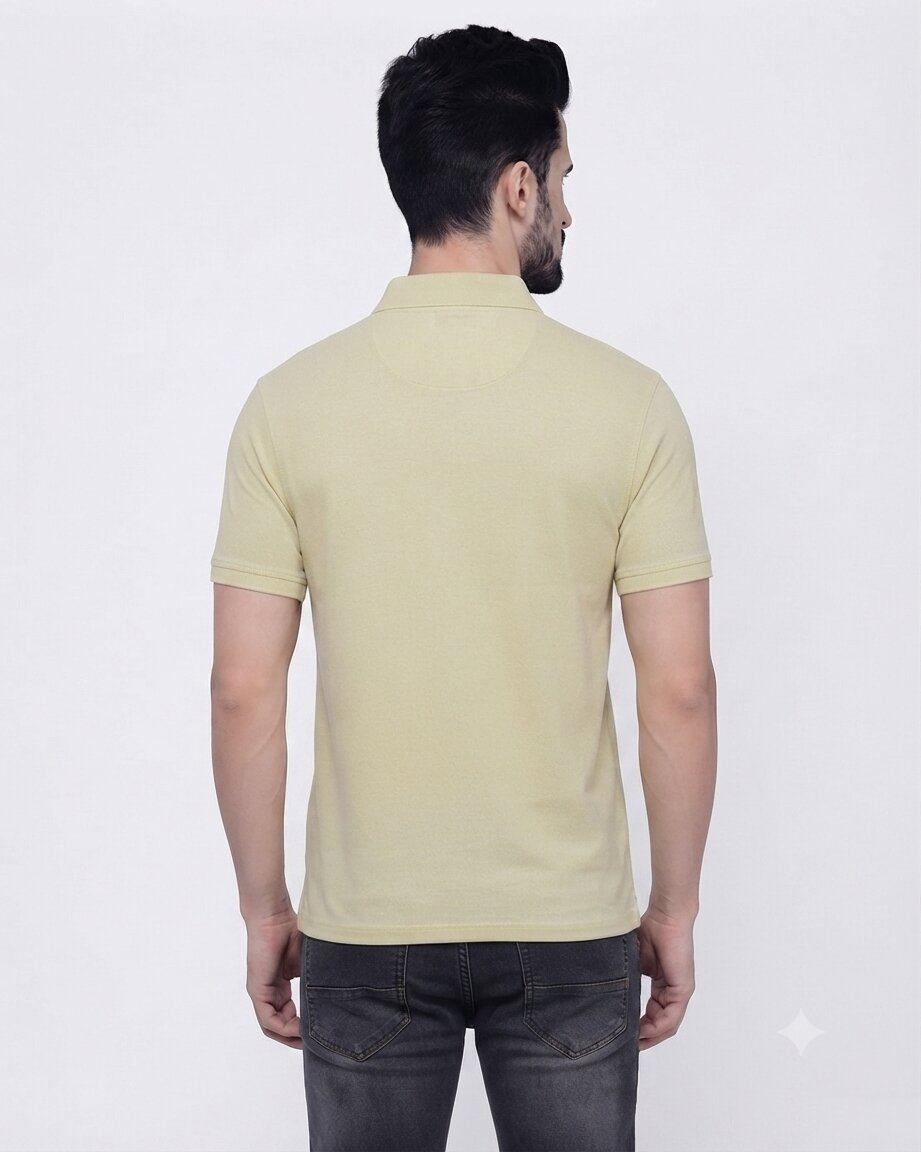 T-Base Men's Solid Polo T-Shirt |  Regular Fit | Half Sleeve | Polo Collar|DAFFODIL