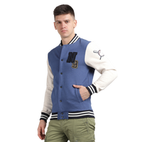 Men’s Classic Ensign Blue Melange Cotton Jacket - Regular fit