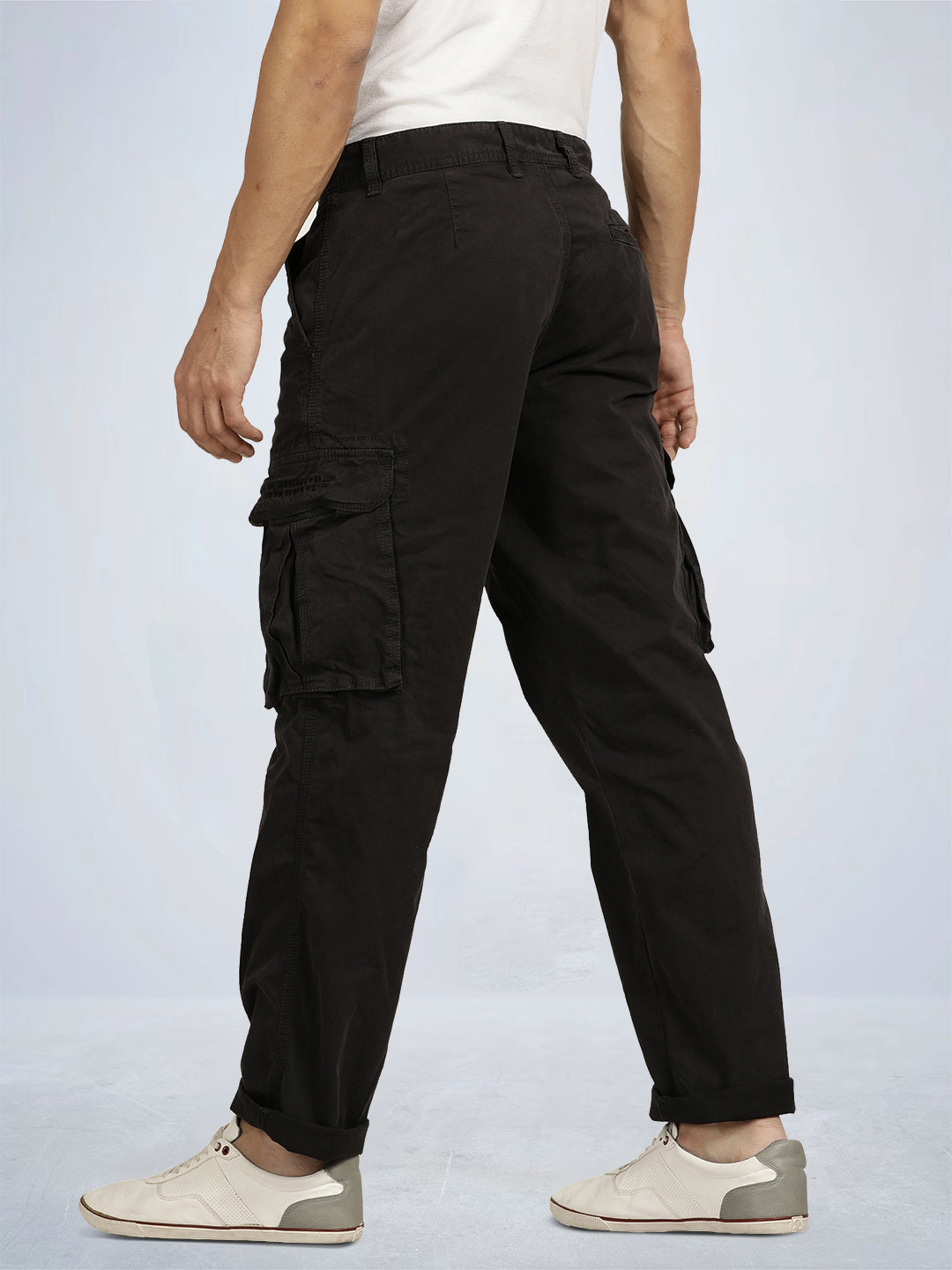 Black Graphite Solid Overdyed Cargo Pants - Main Image