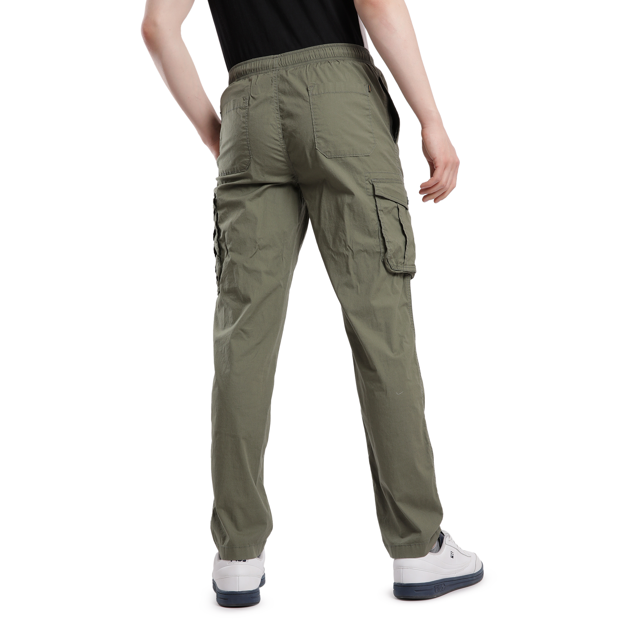 T-Base Men’s Capulet Olive Cargo Trouser | Mid-Rise Casual Utility Pants with 6 Pockets