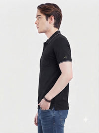 T-Base Men's Solid Polo T-Shirt |  Regular Fit | Half Sleeve | Polo Collar |Jet Black