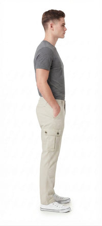 Tbase Men's Solid Original Fit Cargo Trousers | Lycra Fabric|PELICAN