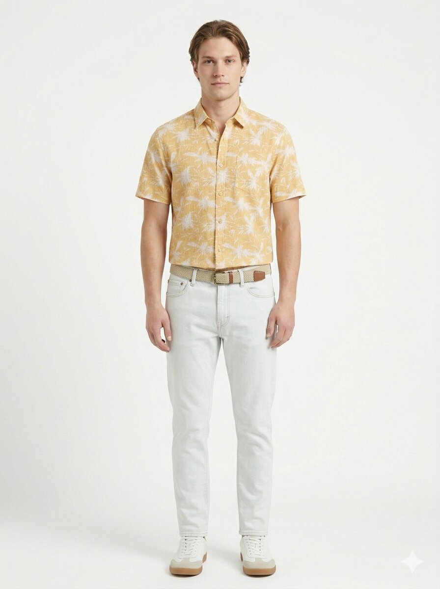 T-Base Men Regular Fit Cotton Casual Shirt | Short Sleeve|HONEY