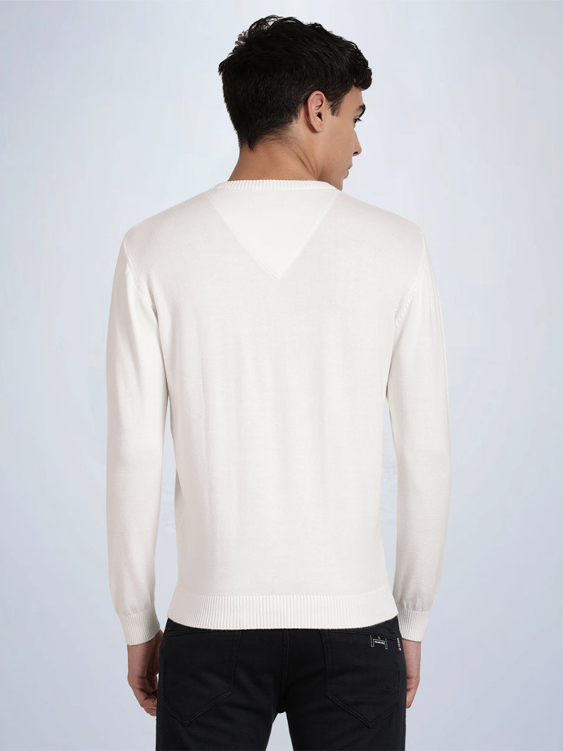 V Neck Broken White Full Sleeve Pullover