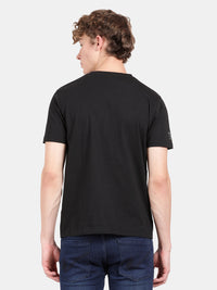 T-base Men's Printed Crew Neck T-Shirt | Regular Fit | Jet Black