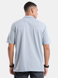 T-Base Men Regular Fit Cotton Casual Shirt | Short Sleeve|Blue Stone