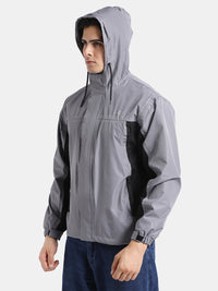 TBASE Men’s LIGHT GREY Waterproof Rain Jacket with Hood
