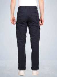 Navy Solid Cargo Pants
