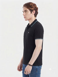 T-Base Men's Solid Polo T-Shirt |  Regular Fit | Half Sleeve | Polo Collar |Jet Black