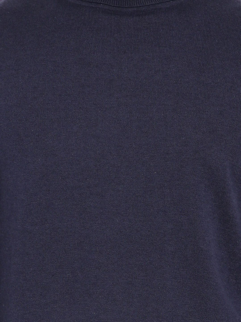 T-Base Men Navy Blue Solid Pullover Sweater