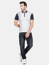 T-Base Men Grey Striped T-Shirt