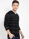 T-Base Men Black & White Checked Pullover Sweater
