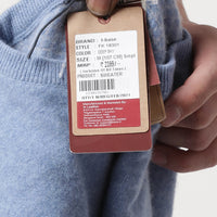 V Neck Lambswool Deep Sky Full Sleeve Pullover
