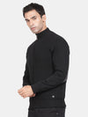 T-Base Geometric Self Design Long Sleeves Front Open Pure Cotton Sweater