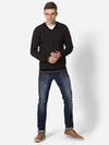 T-Base Men Charcoal & Mustard Quirky Printed Cotton Pullover