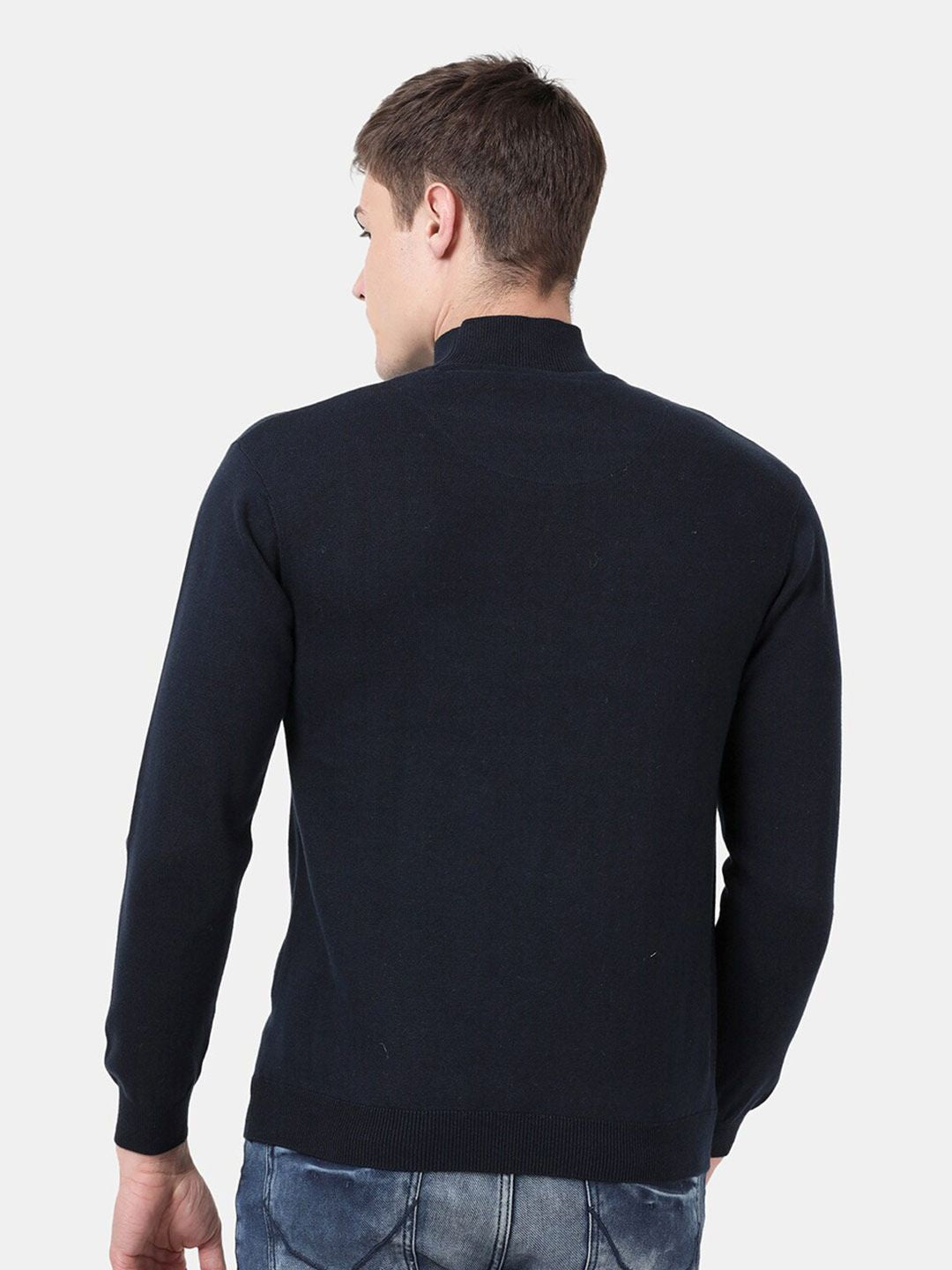 ニット/セーター T. japan standard turtle neck tops T-Base Men Navy Blue Solid Cotton Modal Turtle Neck Sweater – Shop