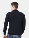 T-Base Men Navy Blue Solid Cotton Modal Turtle Neck Sweater