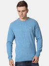 T-Base Men Blue Solid Woolen Pullover