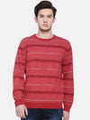 T-Base Men Red Striped Sweater
