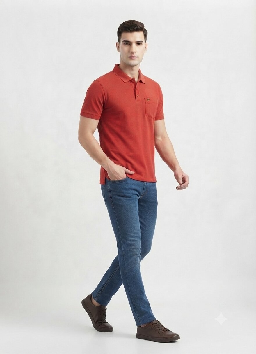 T-Base Men's Solid Polo T-Shirt |  Regular Fit | Half Sleeve | Polo Collar|CLAY RED