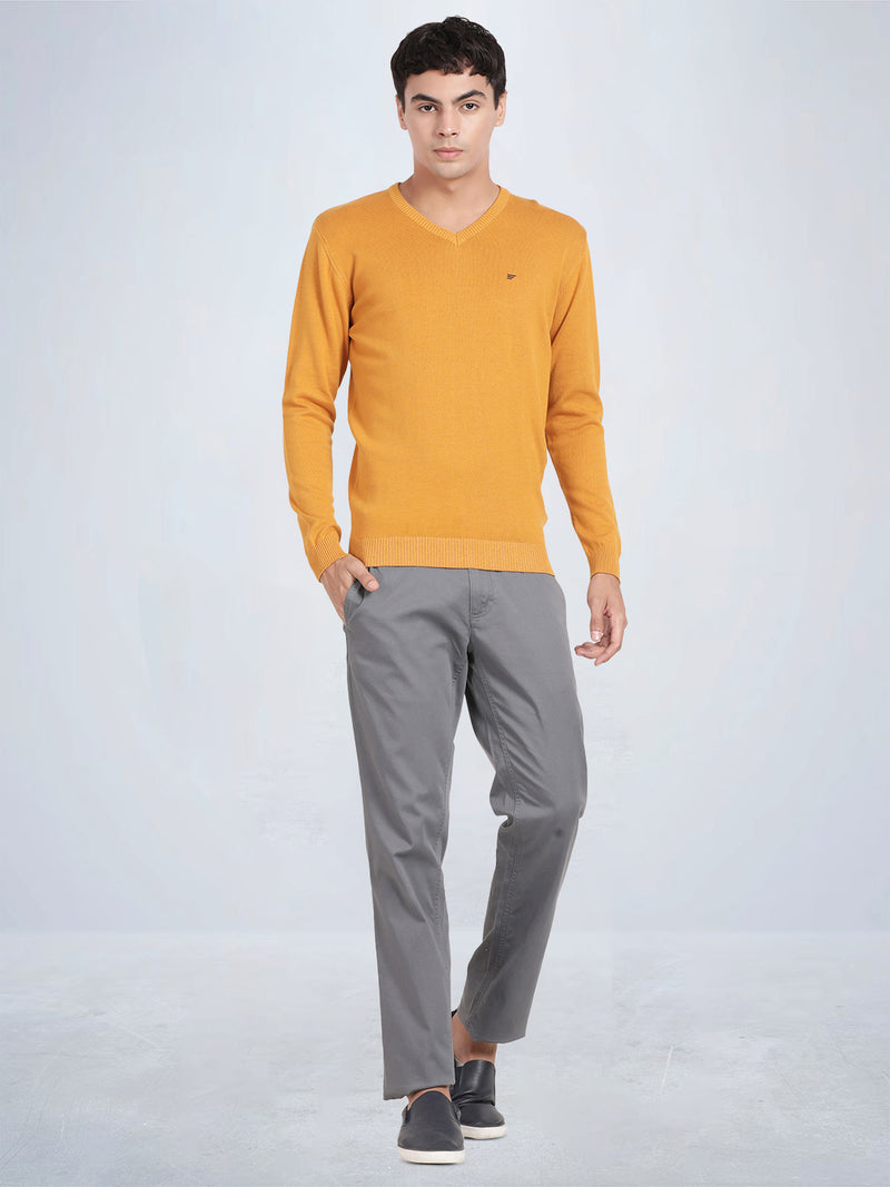 V Neck Spruce Yellow Full Sleeve Pullover
