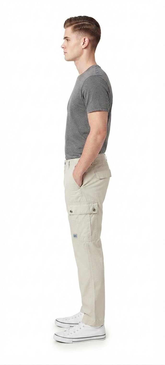 Tbase Men's Solid Original Fit Cargo Trousers | Lycra Fabric|PELICAN