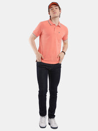 T-Base Men's Solid Polo T-Shirt |  Regular Fit | Half Sleeve | Polo Collar |CORAL