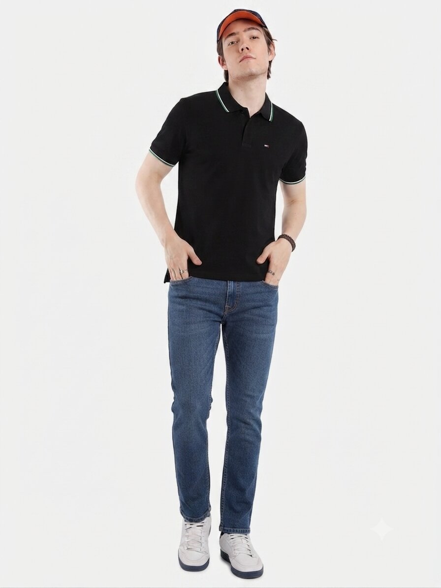 T-Base Men's Solid Polo T-Shirt |  Regular Fit | Half Sleeve | Polo Collar |Jet Black