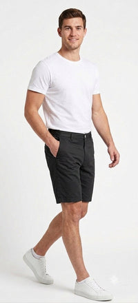 Tbase Men's Solid Regular Fit Cotton Shorts– Black