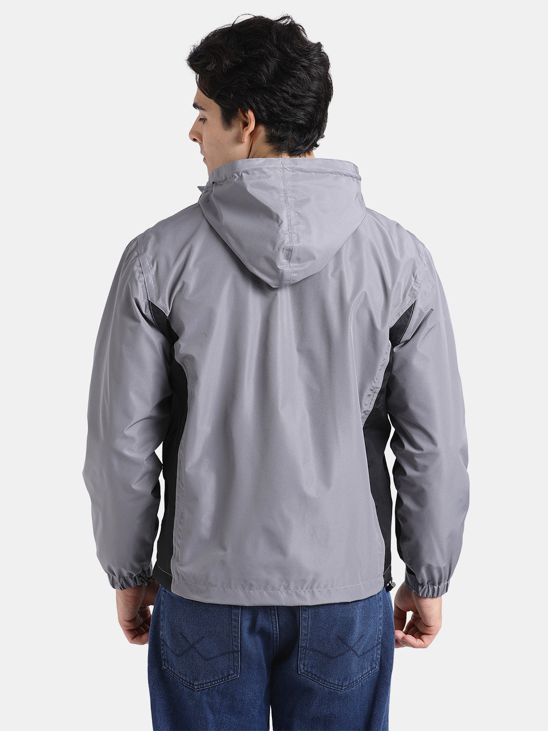 TBASE Men’s LIGHT GREY Waterproof Rain Jacket with Hood