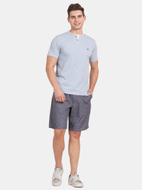 Tbase Men's Solid Regular Fit Cotton Shorts–Stone blue