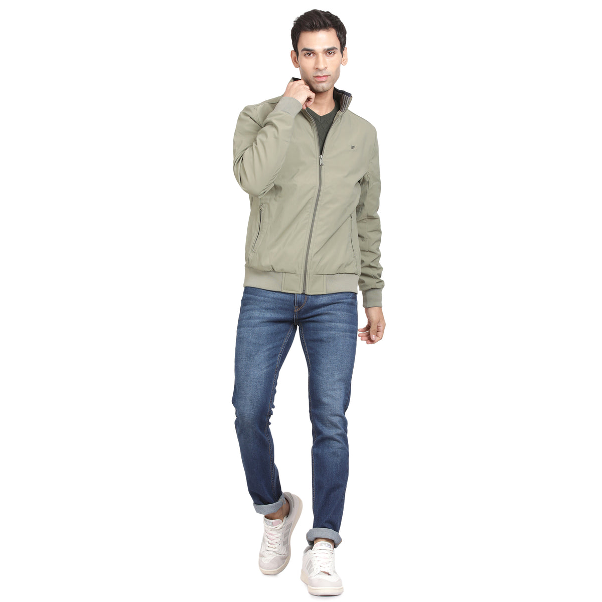 Men’s Classic Sage Green Polyester Jacket - Regular fit