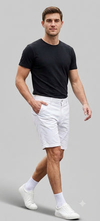 Tbase Men's Solid Regular Fit Cotton Shorts– WHITE