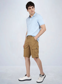 T-base Men's Casual Cargo Shorts | Mid-Rise | Regular Fit |WHISKEY