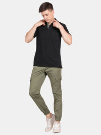 T-Base Men’s MT Olive Cargo Jogger Pants | Slim Fit Casual Utility Trousers
