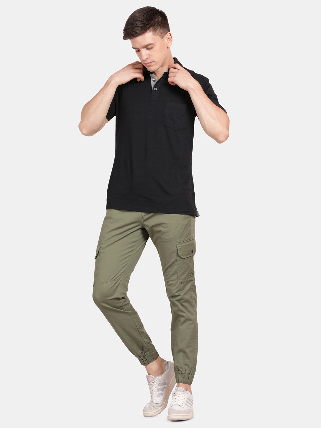 T-Base Men’s MT Olive Cargo Jogger Pants | Slim Fit Casual Utility Trousers