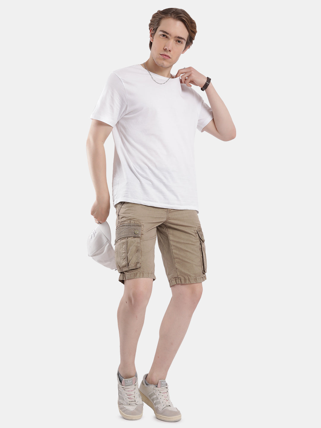 T-base Men's Casual Cargo Shorts | Mid-Rise | Regular Fit |Walnut