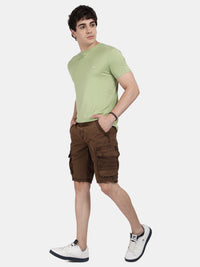 T-base Men's Casual Cargo Shorts | Mid-Rise | Regular Fit |Bark