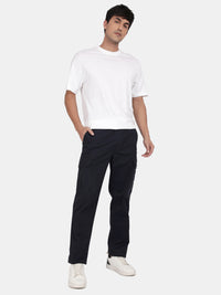T-Base Men’s Navy Cargo Trouser | Mid-Rise Casual Utility Pants with 6 Pockets