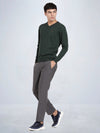 V Neck Dark Pine Melange Full Sleeve Pullover